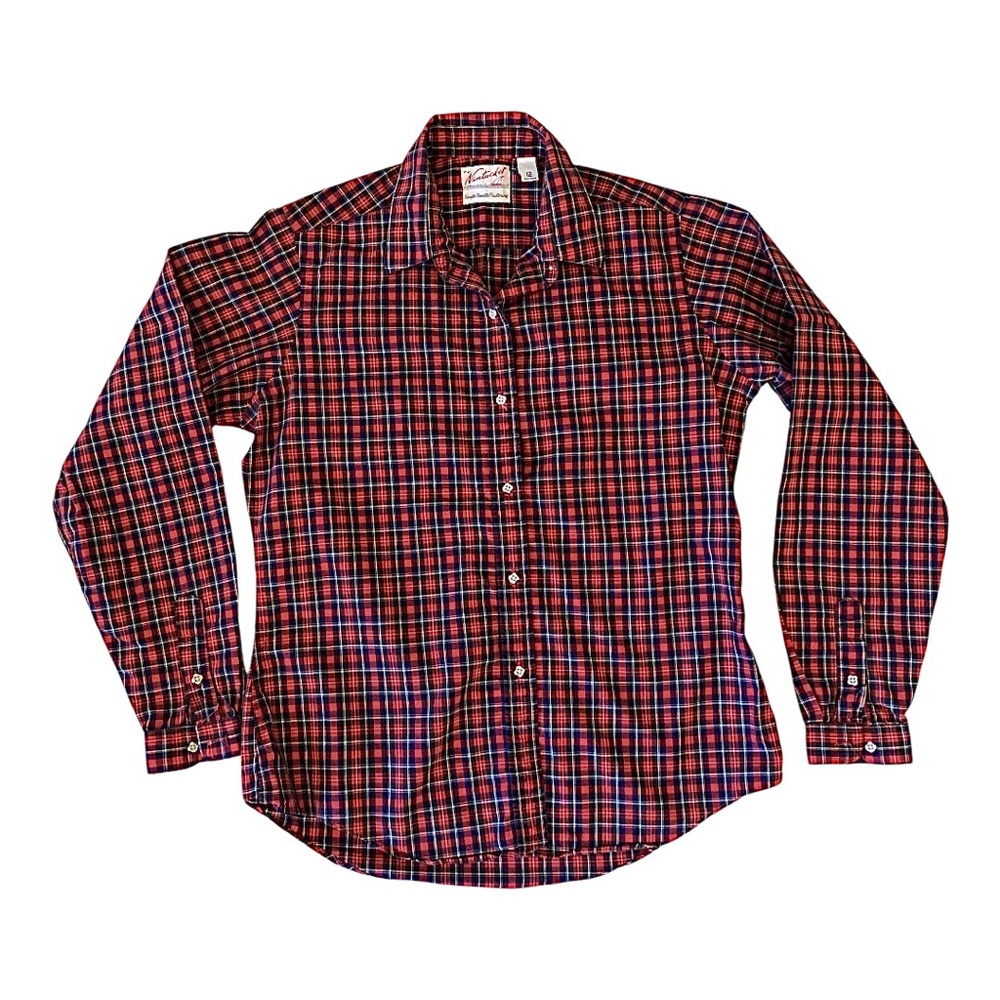 Vintage Women’s Nantucket Brand Red and Blue Plaid Button Down Shirt